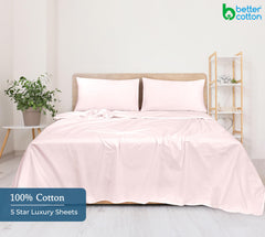 400 Thread Count 100% American Grown Cotton Flat Sheet - Cooling Sheets - Queen Sheets - Luxury Sateen Weave - Queen Flat Sheet Sold Separately - Soft Pink Flat Sheet Only (Queen, Kyoto Blush)