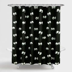 ROYALE LINEN Halloween Printed Shower Curtain 72 X 72 Inches - with Reinforced Button Holes - Spooky and Scary Design - Machine Washable & Water Resistant Shower Curtains (72" X 72" Eyes Black)