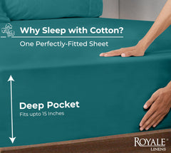 200TC cotton fitted sheet teal