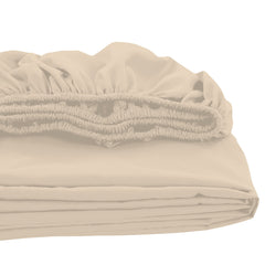 Royale Linens Fitted Sheet Queen - Brushed Hotel Quality 1800 Ultra-Soft Wrinkle & Fade Resistant - Bottom Sheet - Deep Pocket Stretches Up to 16" - Fitted Sheet Only - Elastic Sheet (Queen, Sand)