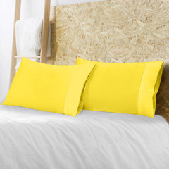 Royale Linens Queen Pillowcase Set of 2 - Bed Pillow Cover - 20" x 30" - Pillowcases - 1800 Brushed Microfiber, Wrinkle & Fade Resistant - Soft & Cozy- Queen Size Pillow Case (Queen, Yellow)