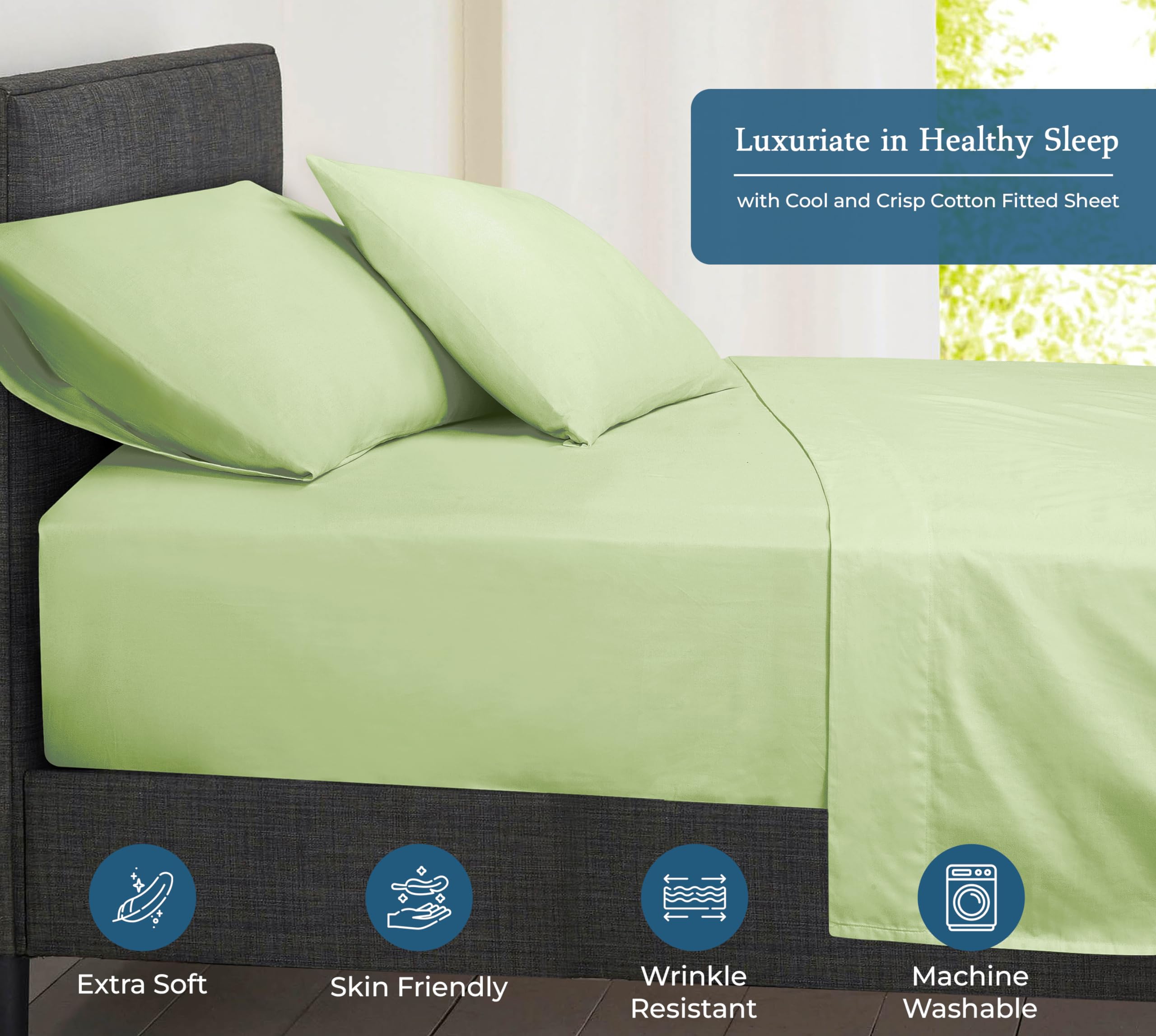Royale Linens 400 Thread Count 100% American Grown Cotton Fitted Sheet