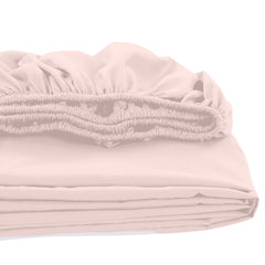 Royale Linens Fitted Sheet Queen - Brushed Hotel Quality 1800 Ultra-Soft Wrinkle & Fade Resistant - Bottom Sheet - Deep Pocket Stretches Up to 16" - Fitted Sheet Only - Elastic Sheet (Queen, Pink)