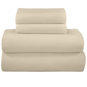 ROYALE LINEN 300 Thread Count 100% Long Staple Combed Cotton Sheet Set - 4 Piece Bed Sheet 1 Fitted Sheet, 1 Flat Sheet, 2 Pillow Case - Breathable, Cool & Crisp Percale Sheet Set (Cream)