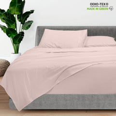 ROYALE LINENS - 4 Piece Queen Bed Sheet - Soft Brushed Microfiber 1800 Bedding Set - 1 Fitted Sheet, 1 Flat Sheet, 2 Pillow case - Wrinkle & Fade Resistant Luxury Queen Size Sheet Set (Pink, Queen)