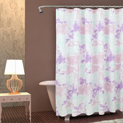 ROYALE LINENS Printed Shower Curtain 72 X 72 Inches - with Reinforced Button Holes - Tie Dye Design - Machine Washable & Water Resistant Shower Curtains (Standard - Tie Dye Purple)