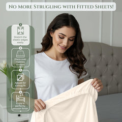 144TC cotton fitted sheet Cream
