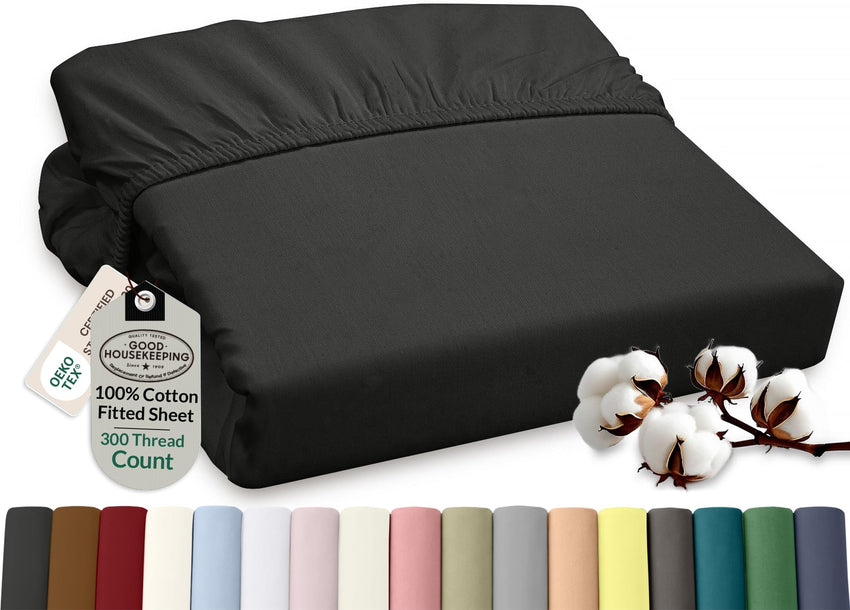 Royale Linens 100% Organic Cotton Percale Weave Super Soft Deep Pocket Bottom Sheets Elastic Sheet Fitted Sheets Only