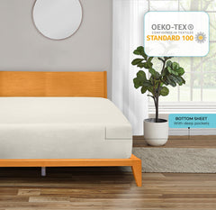 Royale Linens 100% Organic Cotton Percale Weave Super Soft Deep Pocket Bottom Sheets Elastic Sheet Fitted Sheets Only