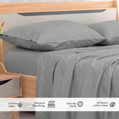 Royale Linens 300 Thread Count 100% Long Staple Combed Cotton Flat Sheet - Super Soft - Top Sheet - Breathable, Cool & Crisp Percale Flat Sheet Only