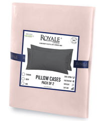 Royale Linens Queen Pillowcase Set of 2 - Bed Pillow Cover - 20" x 30" - Pink Pillowcases - 1800 Brushed Microfiber, Wrinkle & Fade Resistant - Soft & Cozy- Queen Size Pillow Case (Queen, Pink)