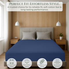 144TC cotton fitted sheet Navy
