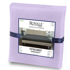 Royale Linens Fitted Sheet Queen - Brushed Hotel Quality 1800 Soft Wrinkle & Fade Resistant - Bottom Sheet - Deep Pocket Stretches Up to 16" - Fitted Sheet Only - Elastic Sheet (Queen,Lavendar)