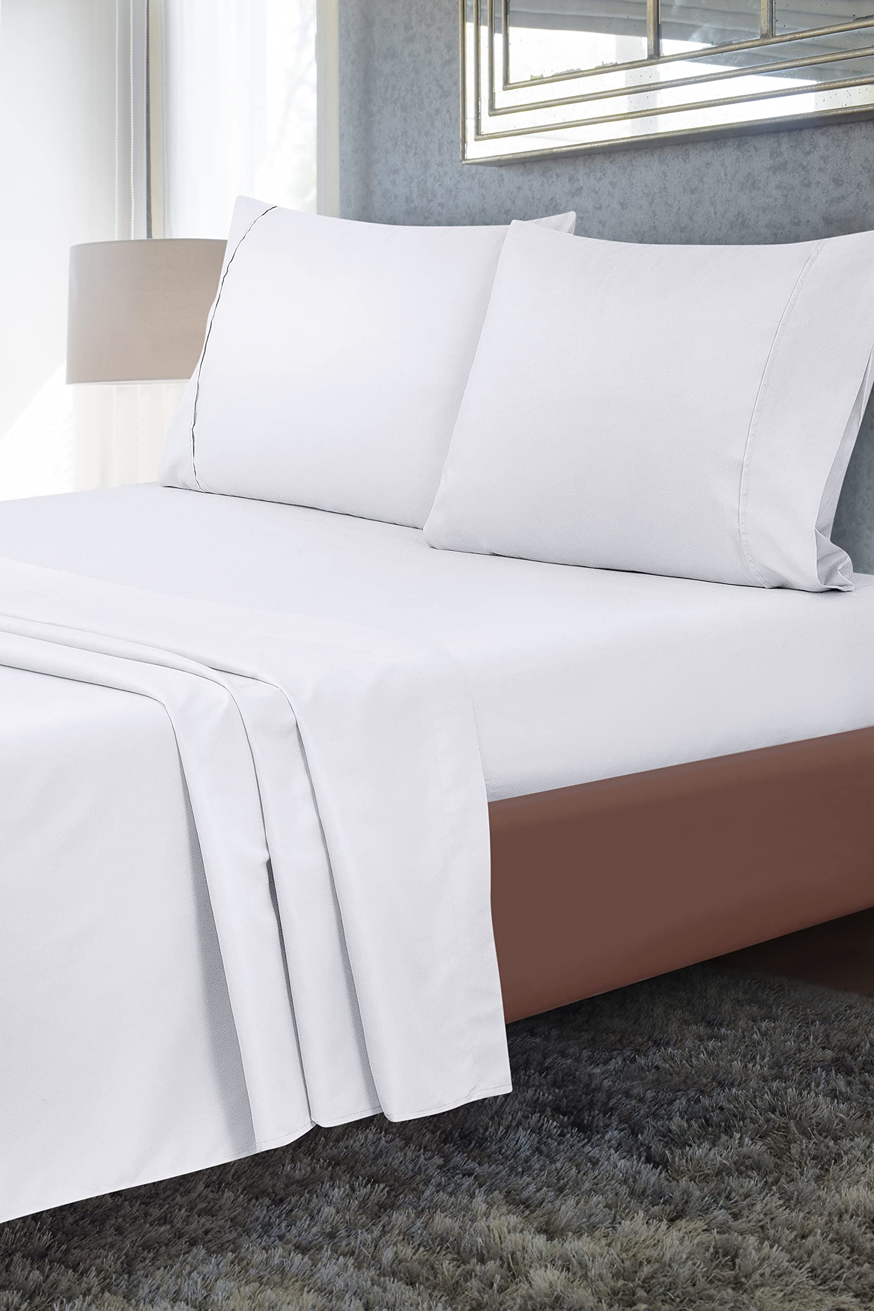 Royale Linens Flat Sheet Only - Brushed 1800 Microfiber - Ultra Soft & Breathable - Wrinkle & Stain Resistant - Hotel Quality Flat Sheet Sold Separately - Top Sheet For Bed - ( White)