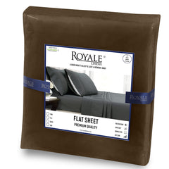 Royale Linens Queen Size Flat Sheet Only - Brushed 1800 Microfiber - Ultra Soft & Breathable - Wrinkle Resistant - Hotel Quality Flat Sheet Sold Separately - Top Sheet for Bed (Queen, Chocolate)