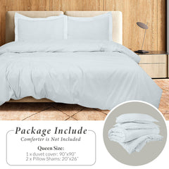 ROYALE LINENS White Duvet Cover Queen Size - Queen Duvet Cover Set - 3 Piece Double Brushed Queen Duvet Covers with Zipper Closure, 1 Queen Duvet Cover 90x90 inches and 2 Pillow Shams (Queen, White)