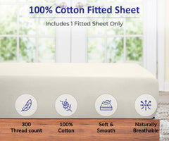 Royale Linens 100% Organic Cotton Percale Weave Super Soft Deep Pocket Bottom Sheets Elastic Sheet Fitted Sheets Only