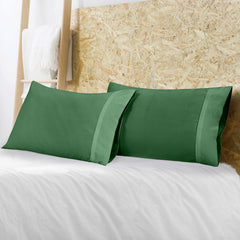 Royale Linens Queen Pillowcase Set of 2 - Bed Pillow Cover - 20" x 30" - Pillowcases - 1800 Brushed Microfiber, Wrinkle & Fade Resistant - Soft & Cozy- Queen Size Pillow Case (Queen, Hunter Green)