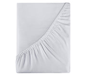 Royale Linens 400 Thread Count 100% American Grown Cotton Fitted Sheet - All Around Elastic Fitted Sheet - Luxury Sateen Weave - Snug Fit Bottom Sheet Fit Up to 16" (Spanish Silver)