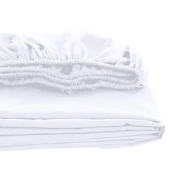 Royale Linens Fitted Sheet Queen - Brushed Hotel Quality 1800 Ultra-Soft Wrinkle & Fade Resistant - Bottom Sheet - Deep Pocket Stretches Up to 16" - Fitted Sheet Only - Elastic Sheet (Queen, White)