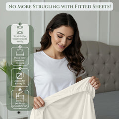 144TC cotton fitted sheet Ivory
