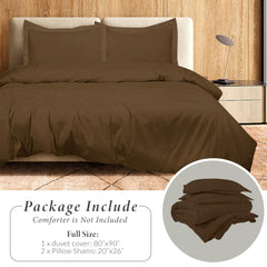 Royale Linens Chocolate Duvet Cover Queen Size - Queen Duvet Cover Set - 3 Piece Double Brushed Queen Duvet Covers with Zipper Closure, 1 Duvet Cover 90x90 inches and 2 Pillow Shams (Queen, Chocolate)