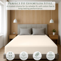 144TC cotton fitted sheet Cream