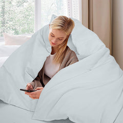 ROYALE LINENS White Duvet Cover - Duvet Cover Set - 3 Piece Double Brushed Duvet Covers with Zipper Closure, 1 Duvet Cover and 2 Pillow Shams