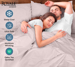 ROYALE LINENS 200 Thread Count 100% Long Staple Combed Cotton Pillowcases Set Of 2 - Ultra Soft - Queen Bed Pillow Cover - 20"x30" - Breathable, Cool & Crisp Percale White Pillow Cases ( Lavendar)