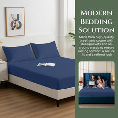 144TC cotton fitted sheet Navy