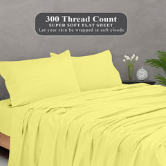 Royale Linens 300 Thread Count 100% Long Staple Combed Cotton Flat Sheet - Super Soft - Top Sheet - Breathable, Cool & Crisp Percale Flat Sheet Only