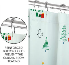 ROYALE LINENS Christmas Printed Shower Curtain 72 X 72 Inches - with Reinforced Button Holes - Christmas Design - Machine Washable & Water Resistant Shower Curtains (72" X 72" Holiday Critter)