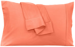 Royale Linens Queen Pillowcase Set of 2 - Bed Pillow Cover - 20" x 30" - Coral Pillowcases - 1800 Brushed Microfiber, Wrinkle & Fade Resistant - Soft & Cozy- Queen Size Pillow Case (Queen, Coral)