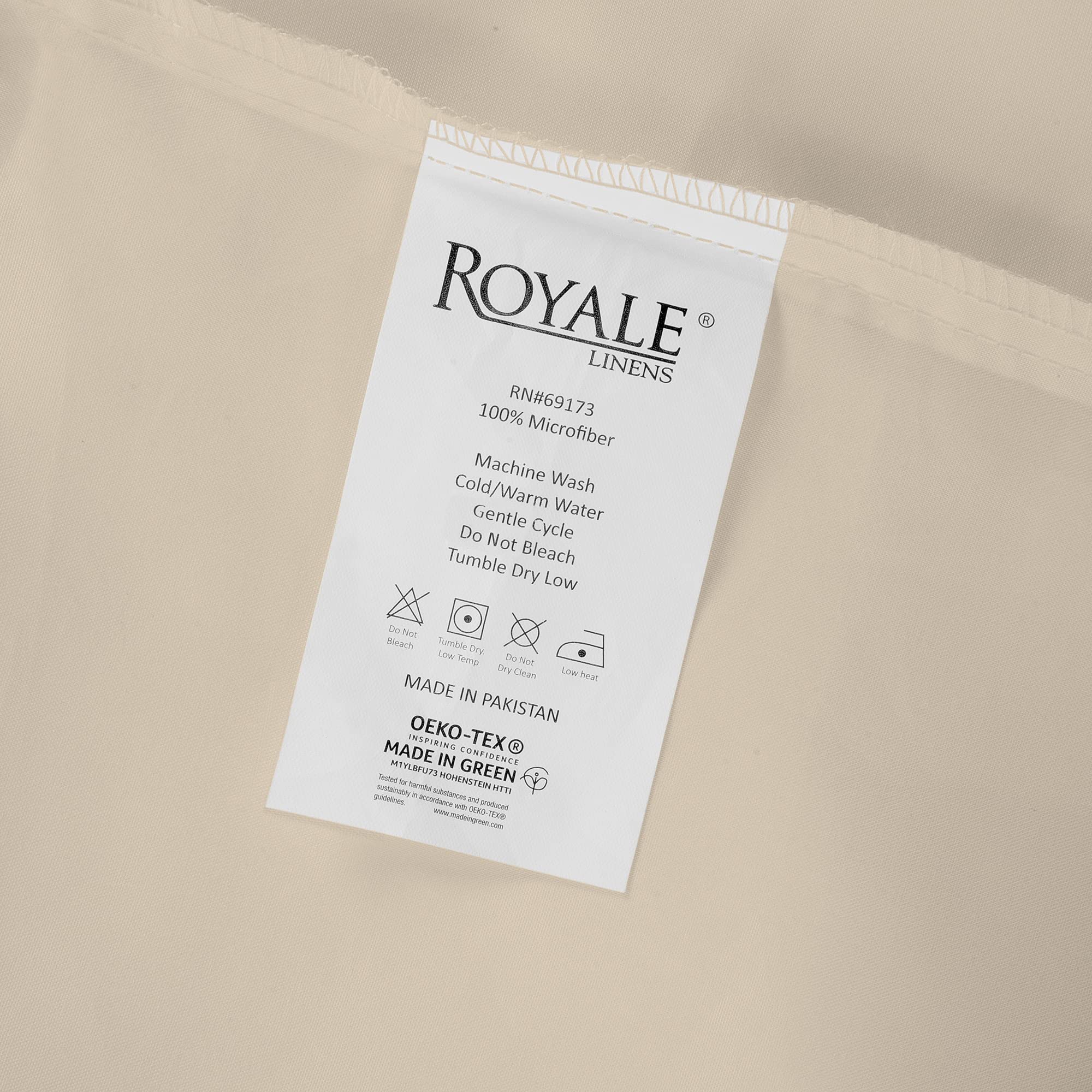 Royale Linens Queen Pillowcase Set of 2 - Bed Pillow Cover - 20" x 30" - Sand Pillowcases - 1800 Brushed Microfiber, Wrinkle & Fade Resistant - Soft & Cozy- Queen Size Pillow Case (Queen, Sand)