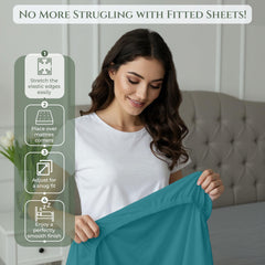 144TC cotton fitted sheet Teal