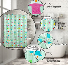 ROYALE LINENS Christmas Printed Shower Curtain 72 X 72 Inches - with Reinforced Button Holes - Christmas Design - Machine Washable & Water Resistant Shower Curtains (72" X 72" Snowmen Green)