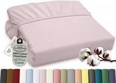 Royale Linens 100% Organic Cotton Percale Weave Super Soft Deep Pocket Bottom Sheets Elastic Sheet Fitted Sheets Only