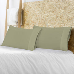 Royale Linens Queen Pillowcase Set of 2 - Bed Pillow Cover - 20" x 30" - Sage Green Pillowcases - 1800 Brushed Microfiber, Wrinkle & Fade Resistant - Soft & Cozy- Queen Size Pillow Case (Queen, Sage)