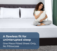 Royale Linens 100% Organic Cotton Percale Weave Super Soft Deep Pocket Bottom Sheets Elastic Sheet Fitted Sheets Only