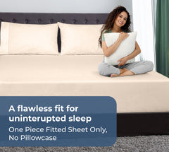 Royale Linens 100% Organic Cotton Percale Weave Super Soft Deep Pocket Bottom Sheets Elastic Sheet Fitted Sheets Only