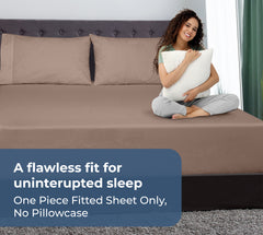 Royale Linens 100% Organic Cotton Percale Weave Super Soft Deep Pocket Bottom Sheets Elastic Sheet Fitted Sheets Only