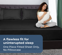 Royale Linens 100% Organic Cotton Percale Weave Super Soft Deep Pocket Bottom Sheets Elastic Sheet Fitted Sheets Only