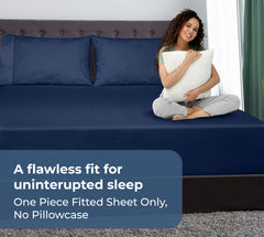 Royale Linens 100% Organic Cotton Percale Weave Super Soft Deep Pocket Bottom Sheets Elastic Sheet Fitted Sheets Only