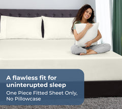 Royale Linens 100% Organic Cotton Percale Weave Super Soft Deep Pocket Bottom Sheets Elastic Sheet Fitted Sheets Only