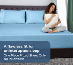 Royale Linens 100% Organic Cotton Percale Weave Super Soft Deep Pocket Bottom Sheets Elastic Sheet Fitted Sheets Only