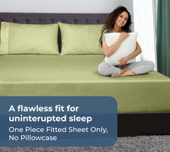 Royale Linens 100% Organic Cotton Percale Weave Super Soft Deep Pocket Bottom Sheets Elastic Sheet Fitted Sheets Only