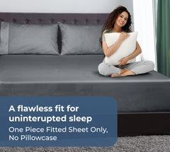 Royale Linens 100% Organic Cotton Percale Weave Super Soft Deep Pocket Bottom Sheets Elastic Sheet Fitted Sheets Only