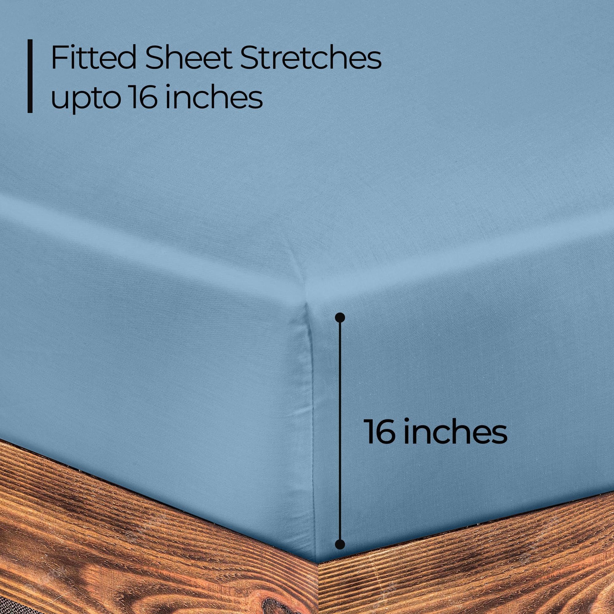 Royale Linens Fitted Sheet - Brushed Hotel Quality 1800 Ultra-Soft Wrinkle & Fade Resistant - Bottom Sheet - Deep Pocket Stretches Up to 16" - Fitted Sheet Only - Elastic Sheet (Lake Blue)