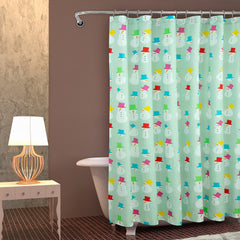 ROYALE LINENS Christmas Printed Shower Curtain 72 X 72 Inches - with Reinforced Button Holes - Christmas Design - Machine Washable & Water Resistant Shower Curtains (72" X 72" Snowmen Green)