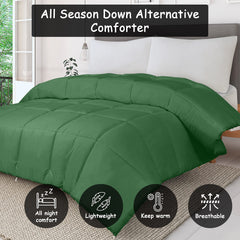 ROYALE Queen Comforter - All Season Down Alternative Bedding Comforter - Lightweight Quilted Comforter with Corner Tabs - Soft Luxury Hotel Comforter - Box Stitched Duvet Insert (Queen, Hunter Green)